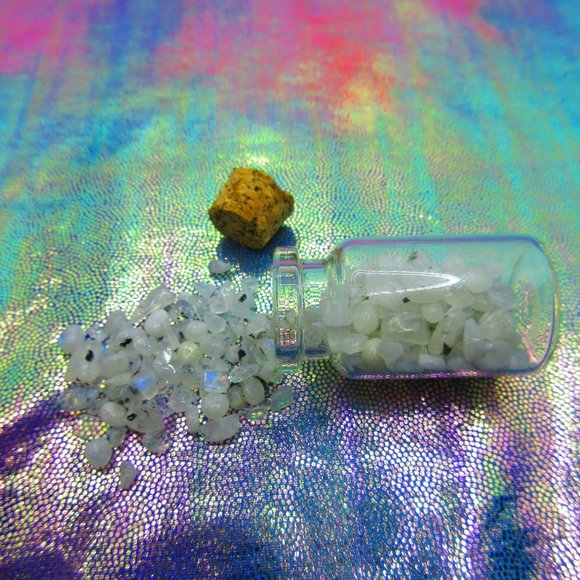 Rainbow Moonstone Gemstone Chips In A Bottle Embellishments Natural - Picture 2 of 3